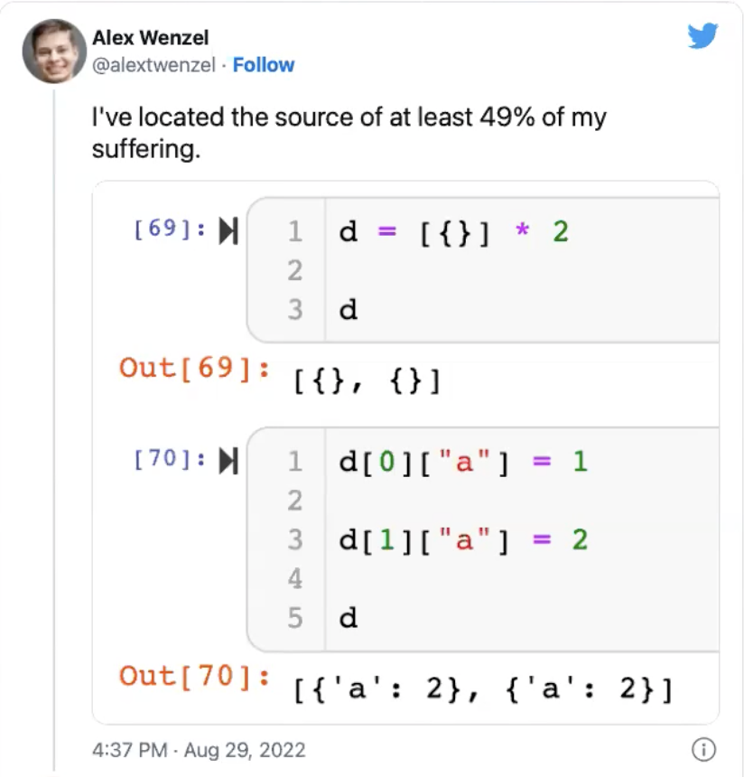 “I’ve located the source of at least 49% of my suffering.” — Alex Wenzel, @alextwenzel, August 29, 2022