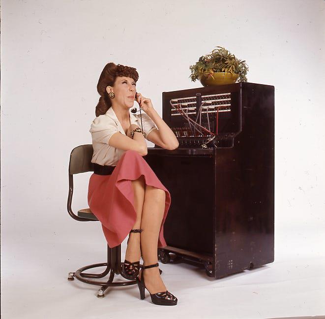 Lily Tomlin as Ernestine, the telephone operator, on Rowan and Martin’s Laugh-In